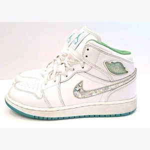 Retro Nike Air Jordan High Tops White Sparkle Sz 8